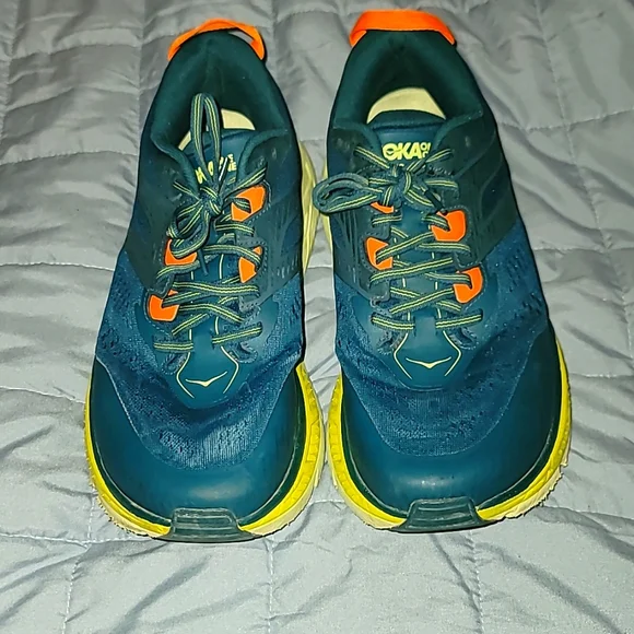 Hoka Teal and Yellow Athletic Shoes - Picture 2 of 6